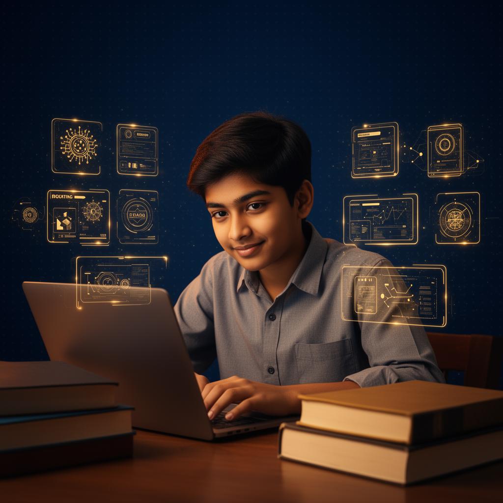 Indian student preparing for competitive exams with Meritus AI